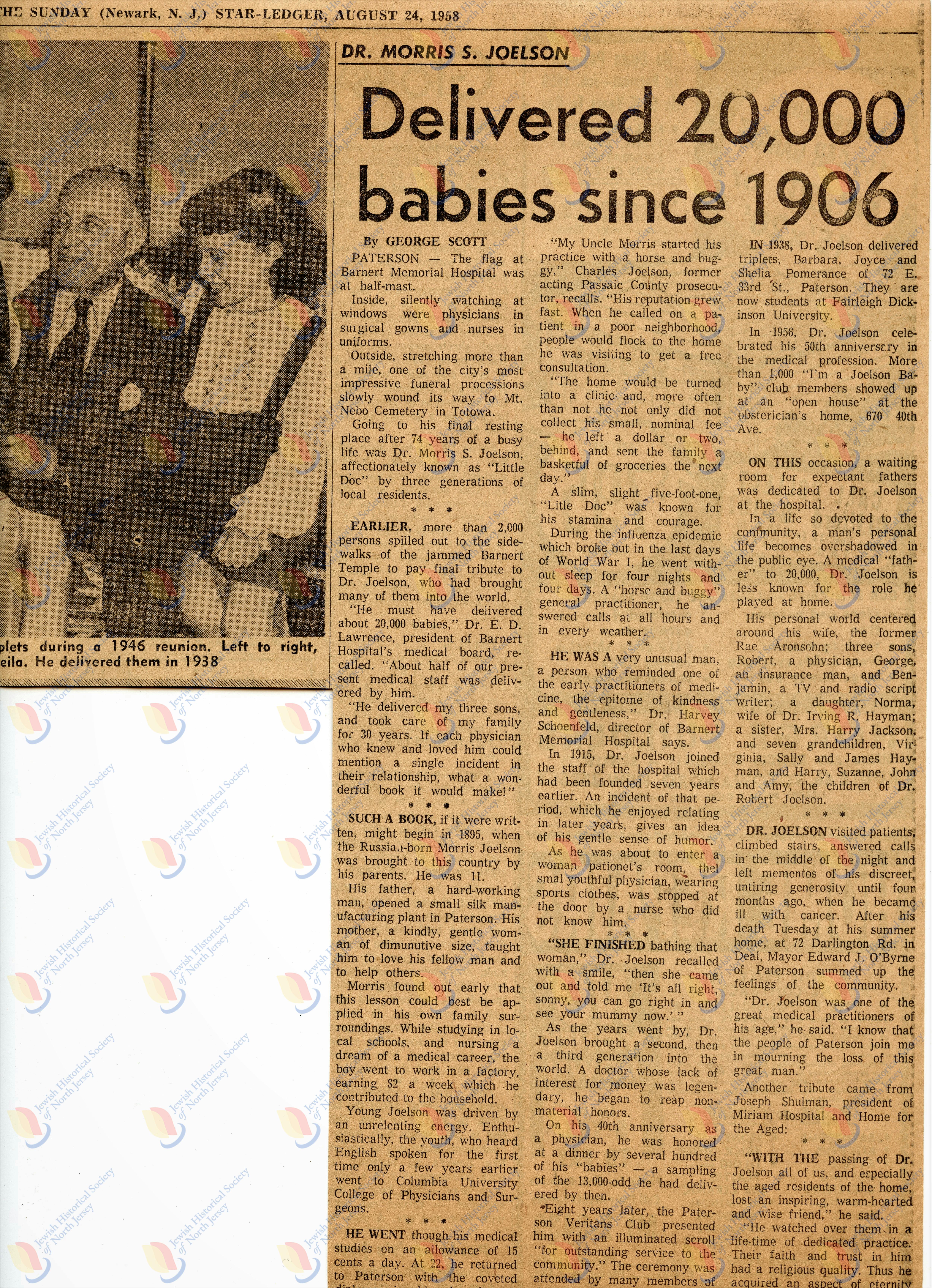 Delivered 20,000 babies since 1906