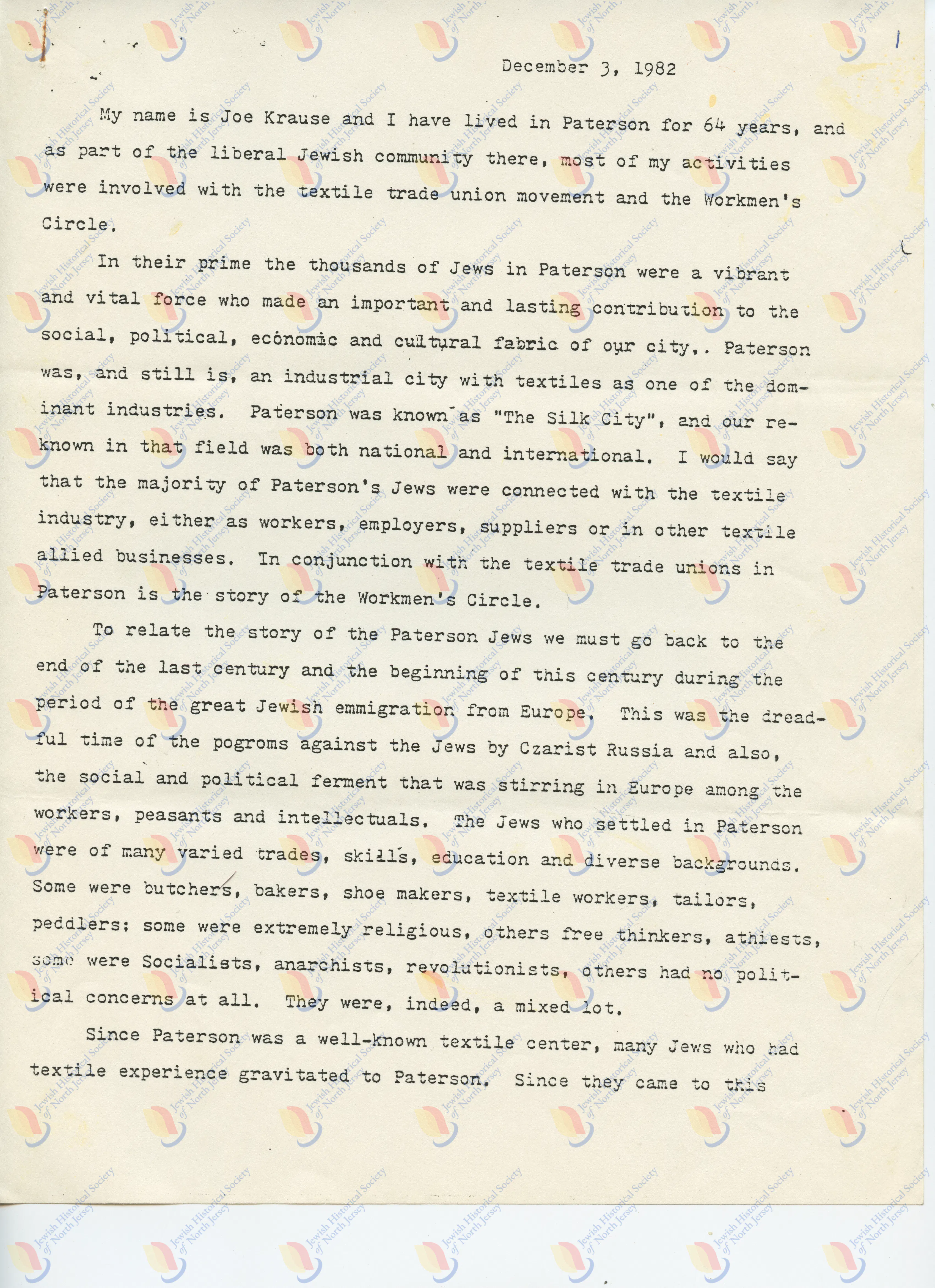 Joe Krause memoir