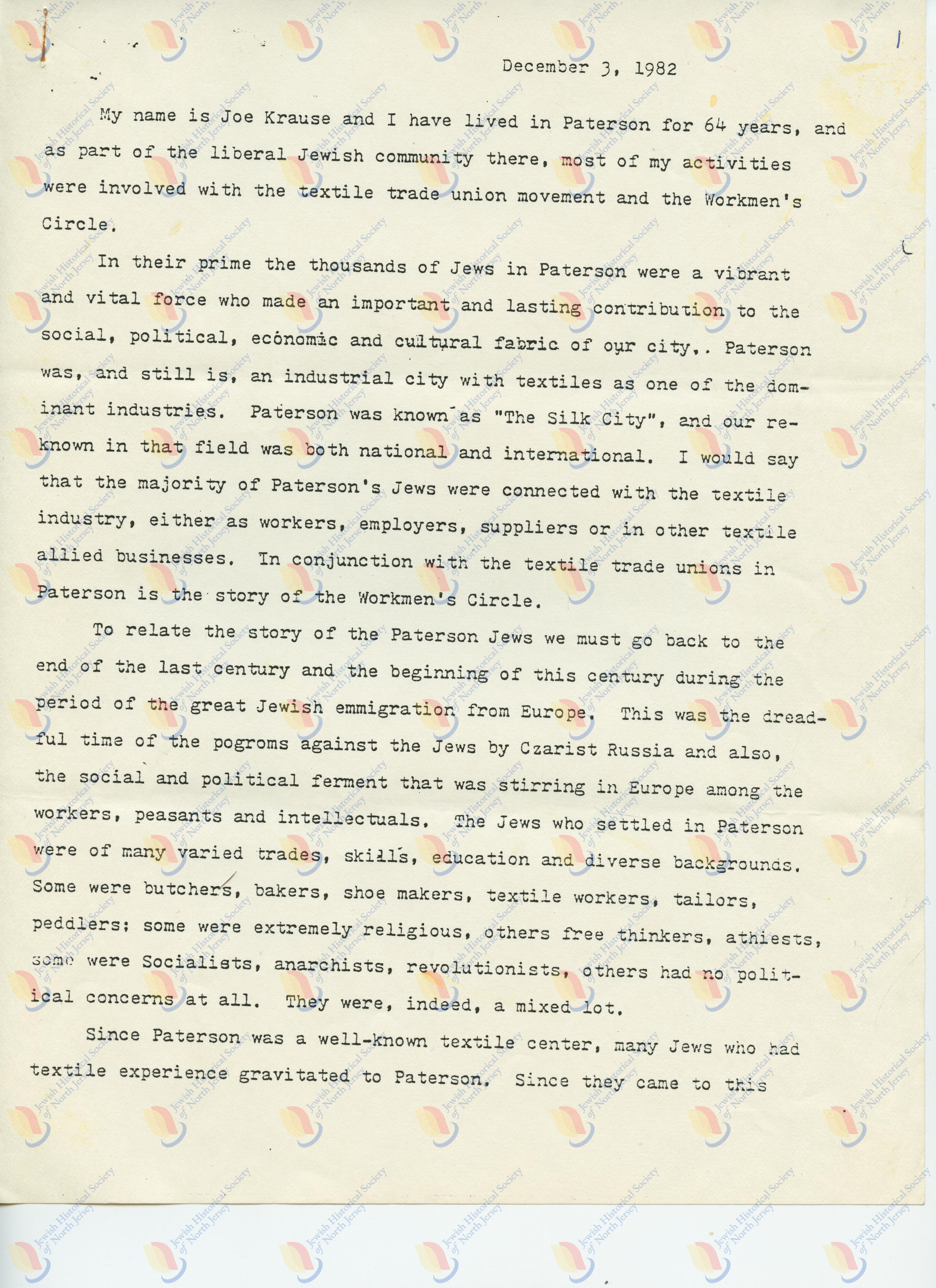 Joe Krause memoir