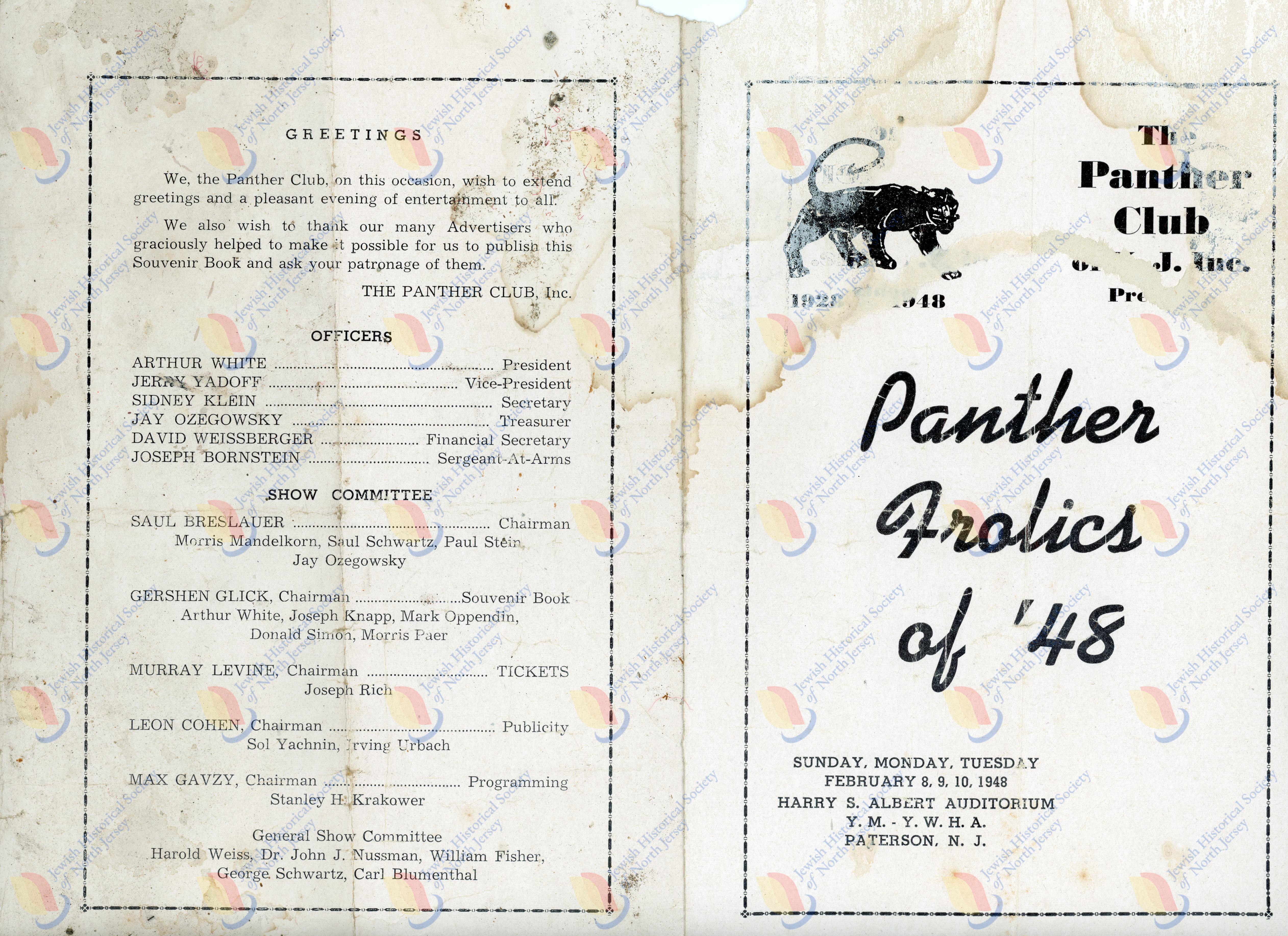 part of Panther Club Frolics 1948 program
