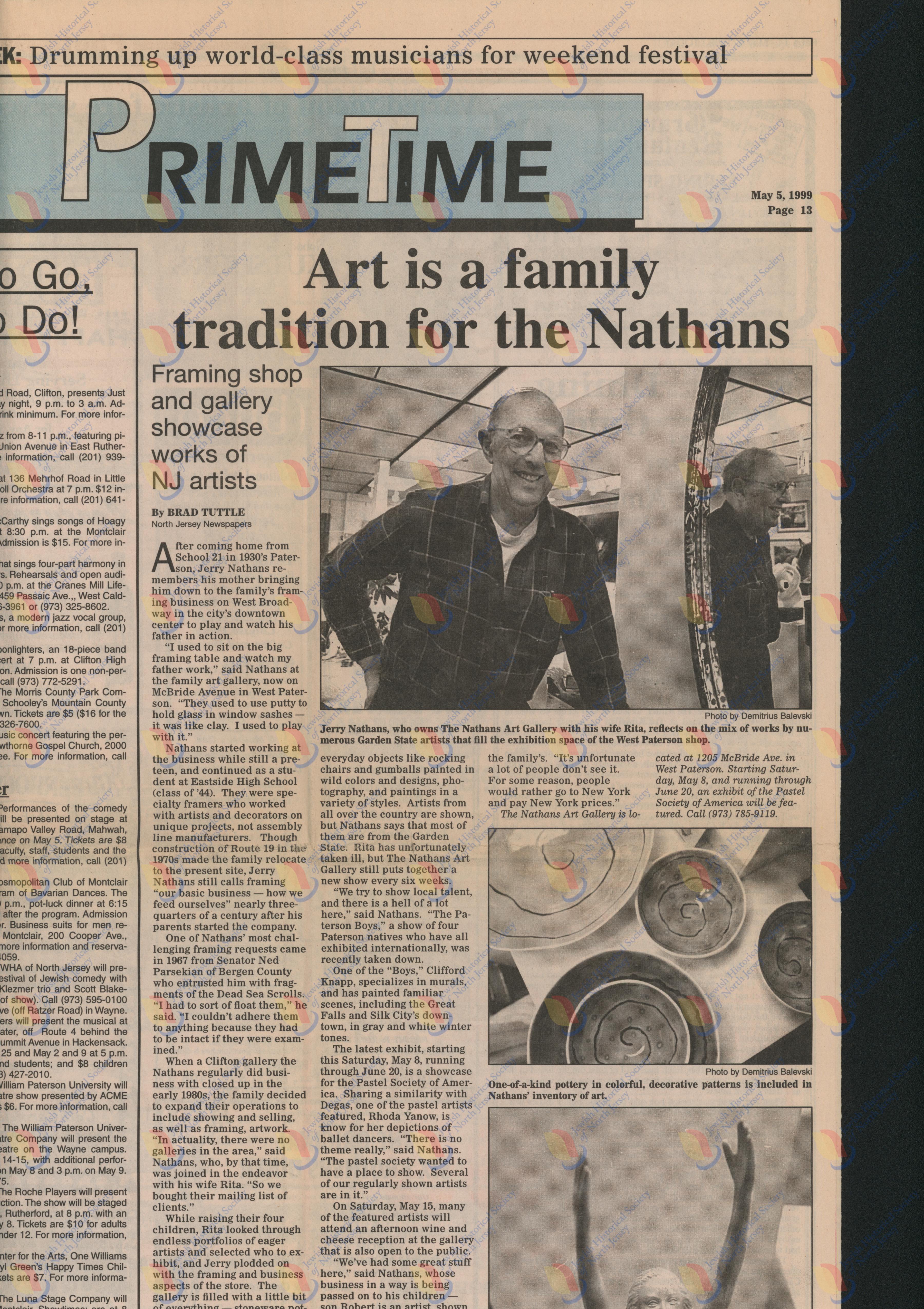 Newspaper article about The Nathans Art Gallery